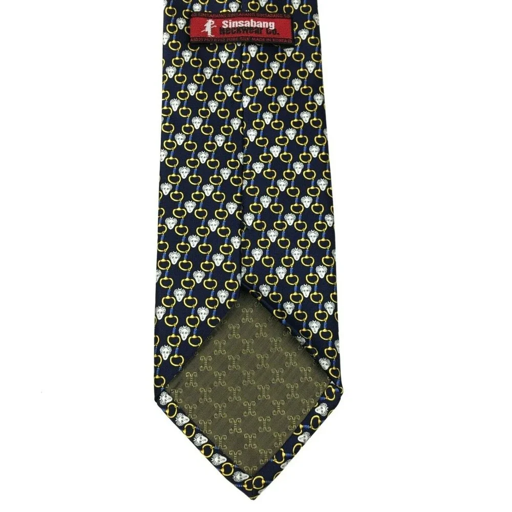 Sinsabang Tie Royal Queen Chains Blue Pure Silk Men's Necktie Made in Korea